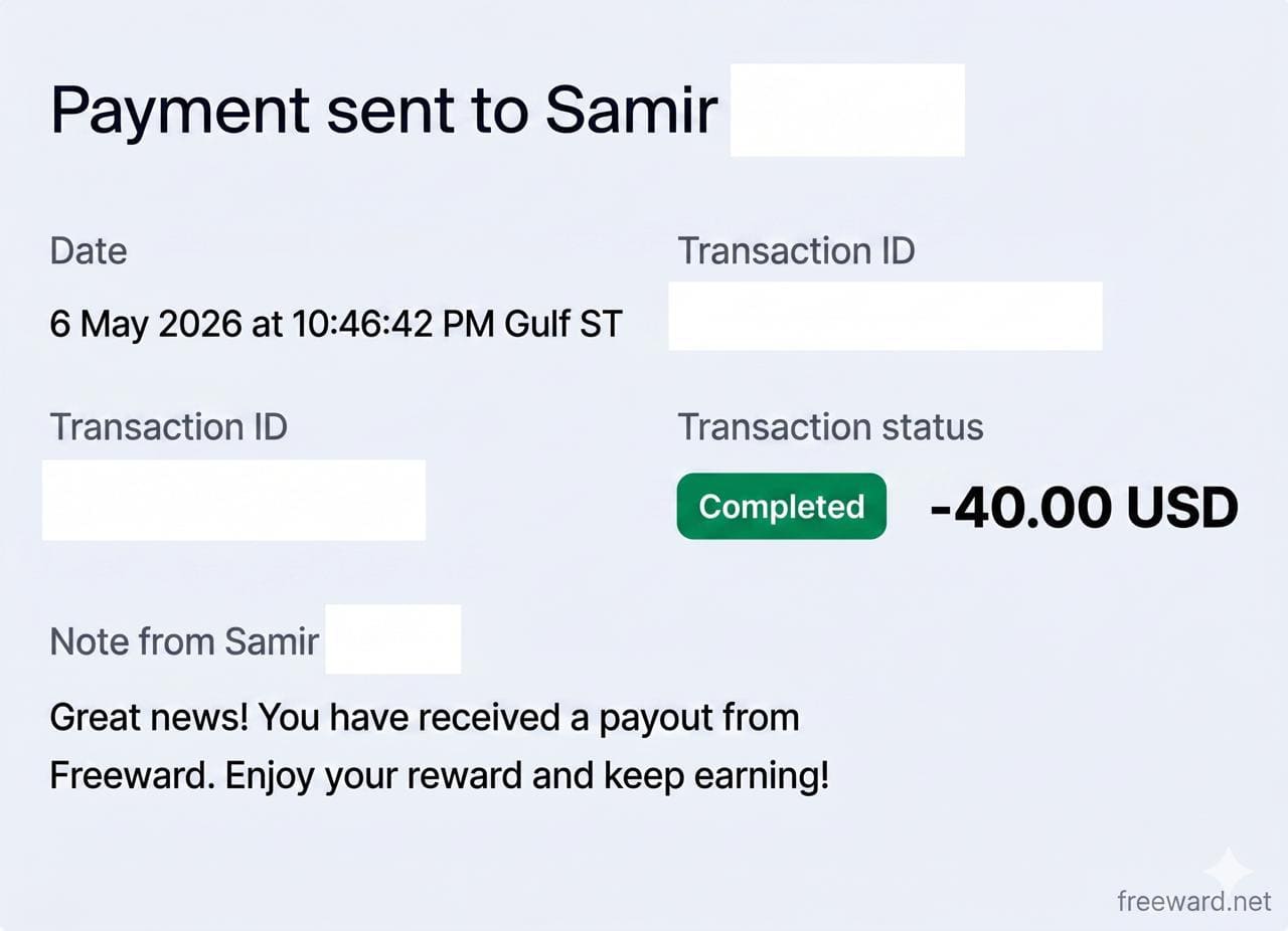 Payment sent to Samir — $40.00